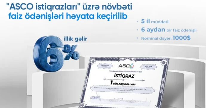 ASCO istiqrazlarına görə növbəti kupon ödənişini həyata keçirib