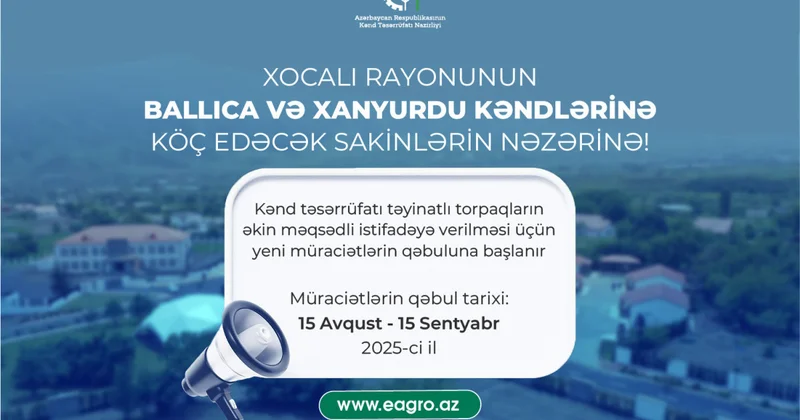 Xocalının Xanyurdu və Ballıca kənd sakinlərinə torpaq icarəsi üçün müraciət qəbulu başlayıb