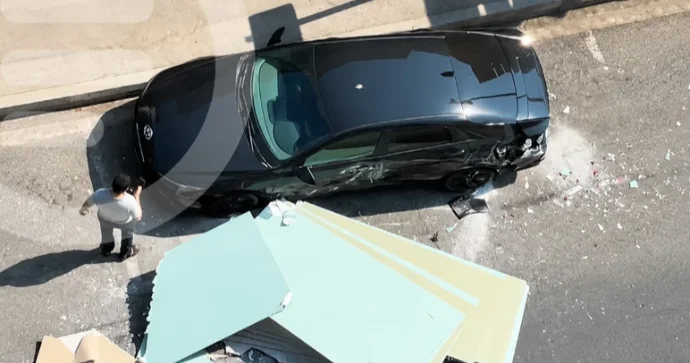 Bakıda yük maşınında olan alçıpanlar Hyundai ın üzərinə aşdı VİDEO