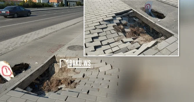8 Noyabr prospektində səki çöküb