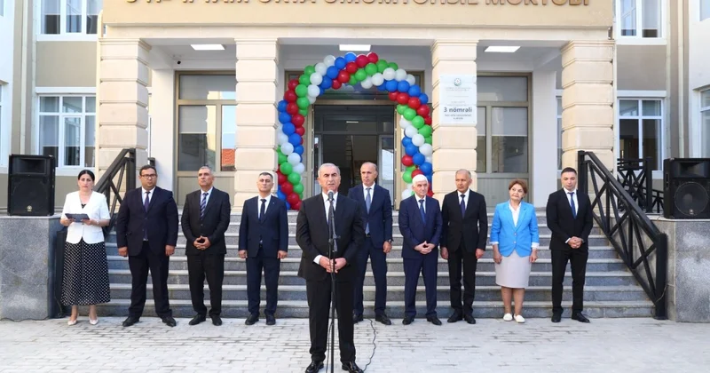 Hacıqabul şəhərində yeni məktəb binasının açılışı keçirildi FOTOLAR