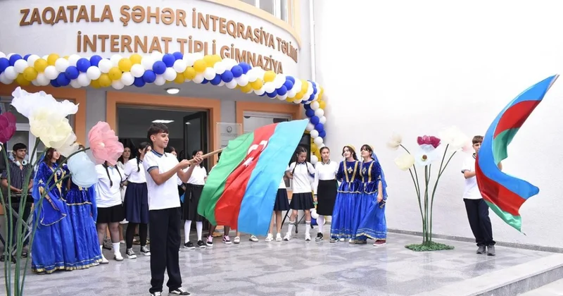Zaqatalada əsaslı təmir olunan gimnaziyanın açılışı oldu FOTOLAR