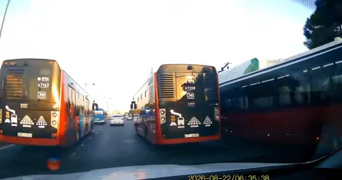 BakuBus sürücüləri avtobus zolağını bəyənməyib yarışa çıxdılar VİDEO