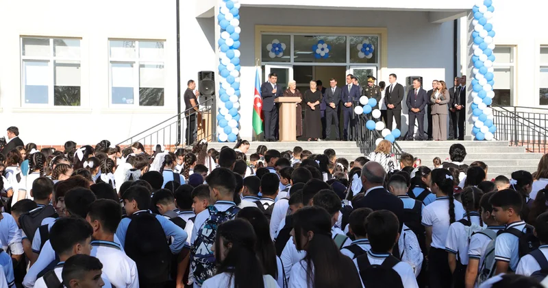Bilik Günü Neftçalada yeni məktəbin açılışı oldu Fotolar