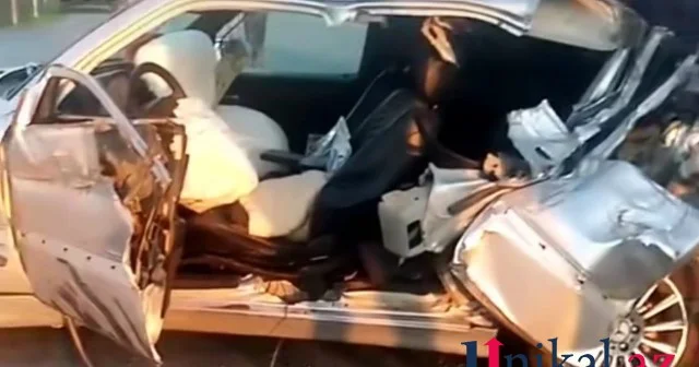 Ağdaşda Mercedes traktorla toqquşdu VİDEO