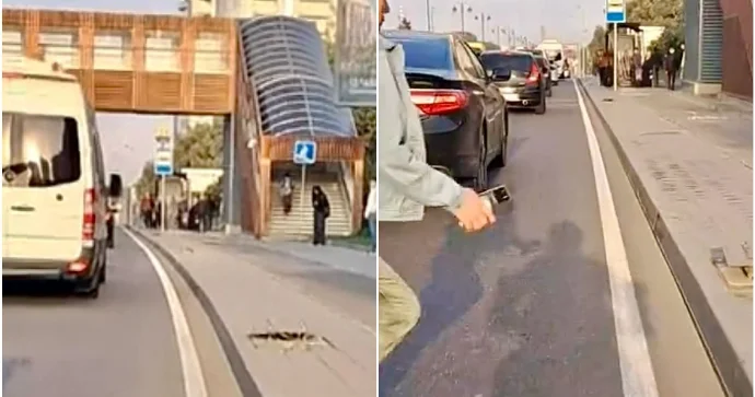 Prospektdə maşınların arasından qəfil çıxan qadın motosikletə çırpıldı ANBAAN VİDEO