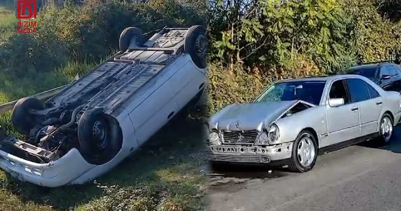 Göyçayda ağır qəza 2 maşına ciddi ziyan dəyib VİDEO