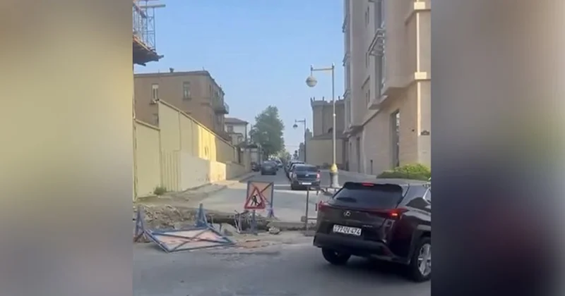 Yasamalda qəzalı yol Tıxac yaradır Video