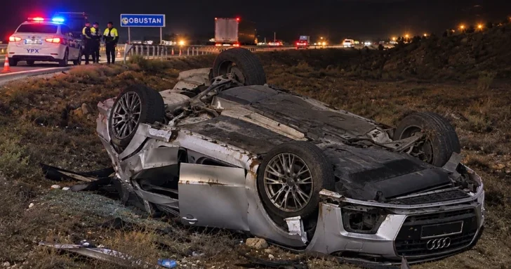 На трассе Баку Шемаха перевернулся автомобиль: трое пострадали