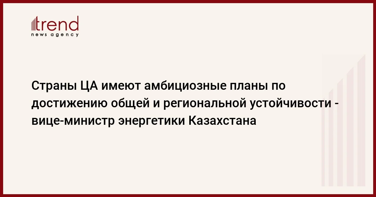 Страны ЦА имеют амбициозные планы по достижению общей и региональной устойчивости вицеминистр энергетики Казахстана