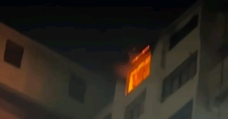 Bakıda bina yanır Hadisə yerindən GÖRÜNTÜLƏR