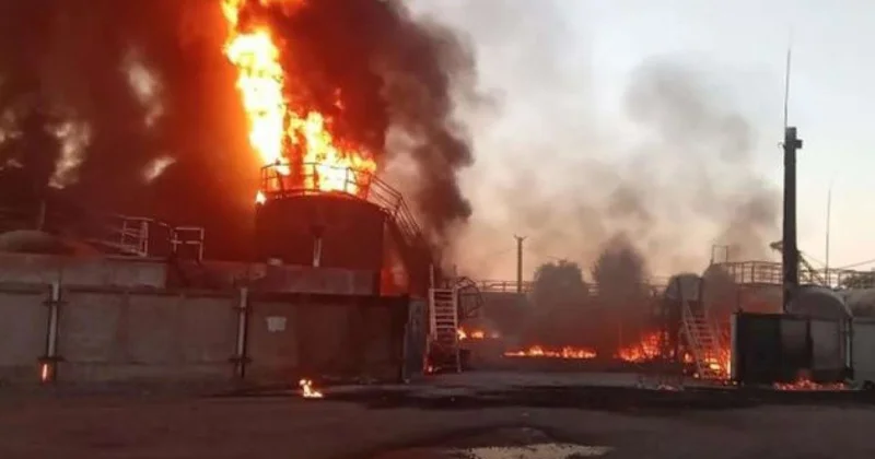 Rusiyanın neft emalı zavoduna hücum Yanğın başladı