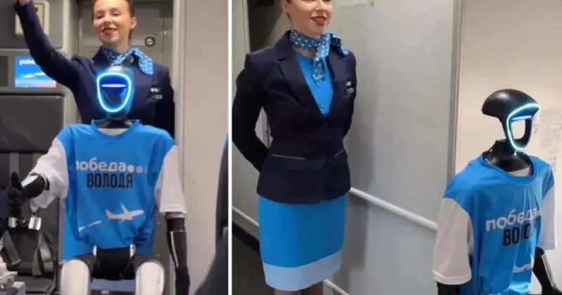 Dünyada ilk robot stüardessa sınaqdan keçirildilər