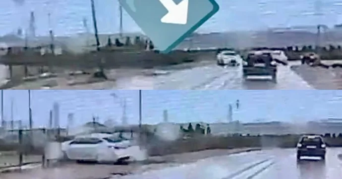 Balaxanı yolunda “sağ sol” edən “Hyundai” dəmir çəpərə çırpıldı REAL VİDEO