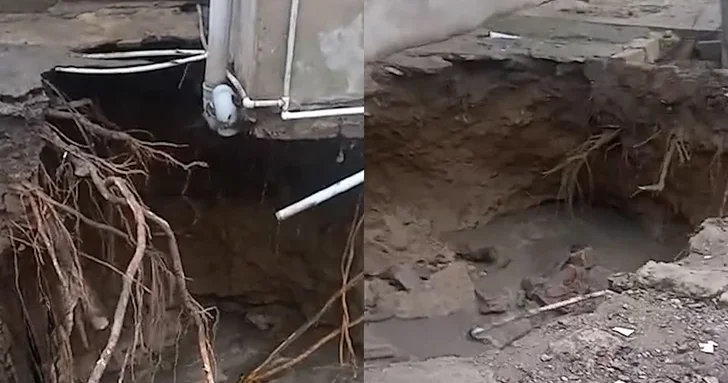 В бакинском поселке обрушился фундамент частного жилого дома