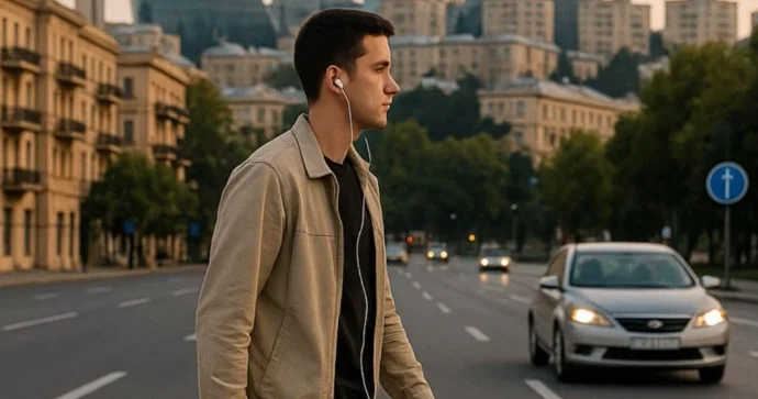 Qulaqlıqdan istifadə piyadalar üçün yolda ciddi təhlükə yaradır DYP FOTO