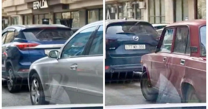 Bu küçədə ikinci zolaq daimi parkinqə çevrilib Sürücülər NARAZIDIR VİDEO