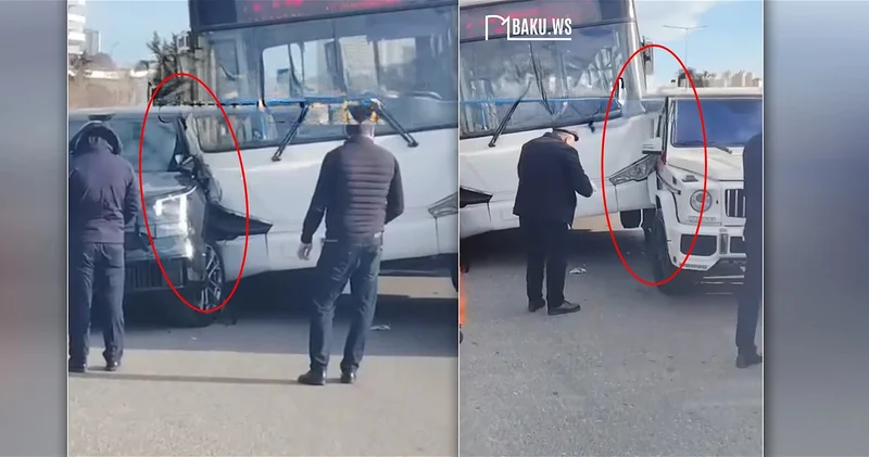 На выезде из Баку произошло массовое ДТП с участием автобуса ВИДЕО