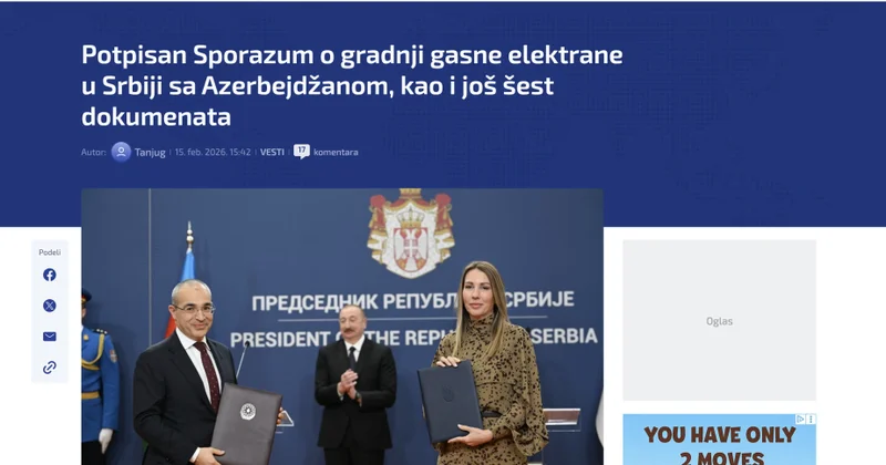 Bakı və Belqrad arasında strateji tərəfdaşlıq Serbiya mətbuatının diqqətində