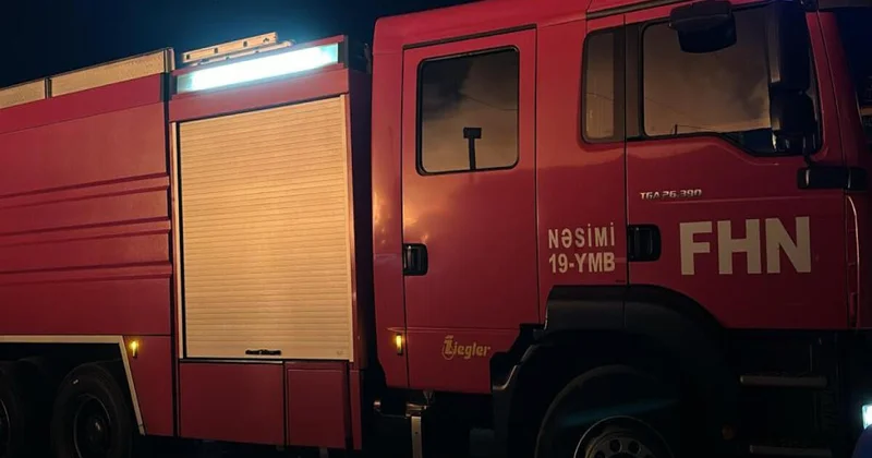Sumqayıtda binada yanğın olub FOTO