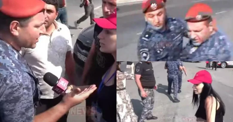 Erməni polis jurnalisti vurdu İşdən qovuldu + VİDEO