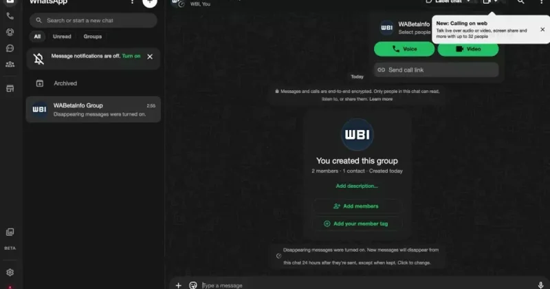WhatsApp вводит голосовые и видеозвонки в групповые чаты для веб версии