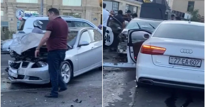 Yasamalda “Prius” sürücüsü zəncirvari qəza törətdi; yaralananlar var VİDEO
