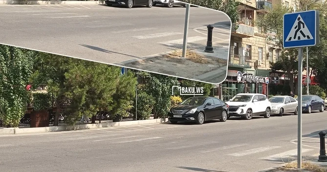 Bakının mərkəzində BİABIRÇILIQ Restoran piyadaların yolunu kəsib