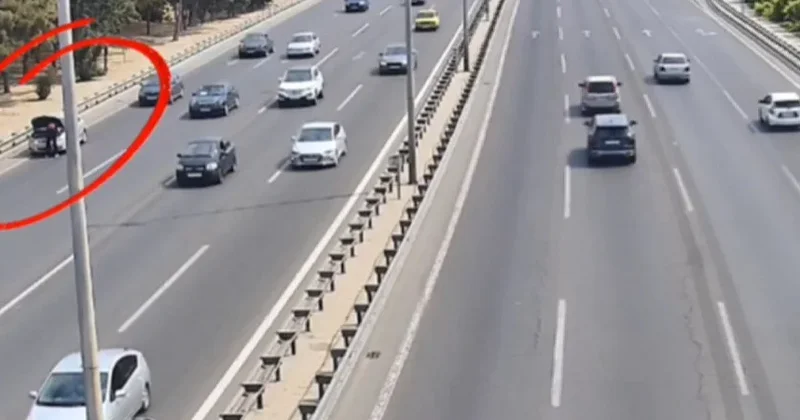 Aeroport şosesində dəhşətli qəzanın ANBAAN VİDEOSU: Sürücü təkərlər altında qaldı