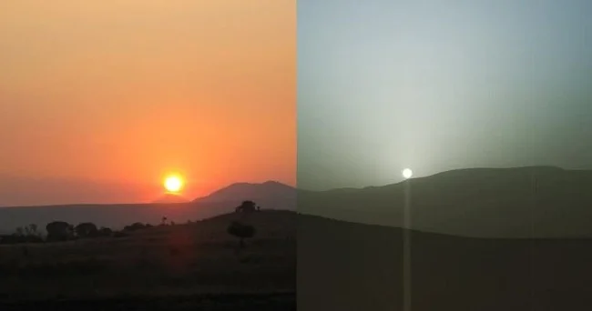 Marsda günəş batarkən səma niyə mavi görünür?