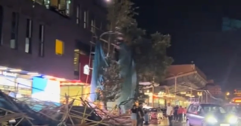 İrəvanın mərkəzində tikinti konstruksiyaları uçdu VİDEO