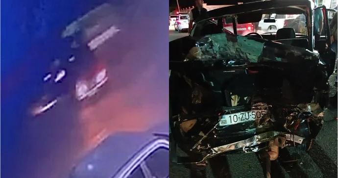 Tovuzda “VAZ” “Qazel”lə toqquşaraq yolun ortasında aşdı ANBAAN VİDEO