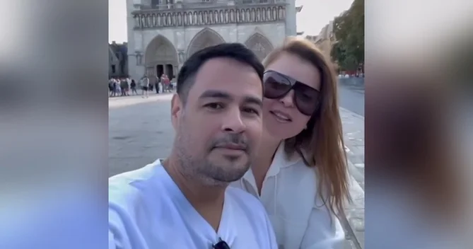 Parisdə olan Sevdadan həyat yoldaşı ilə romantik paylaşım