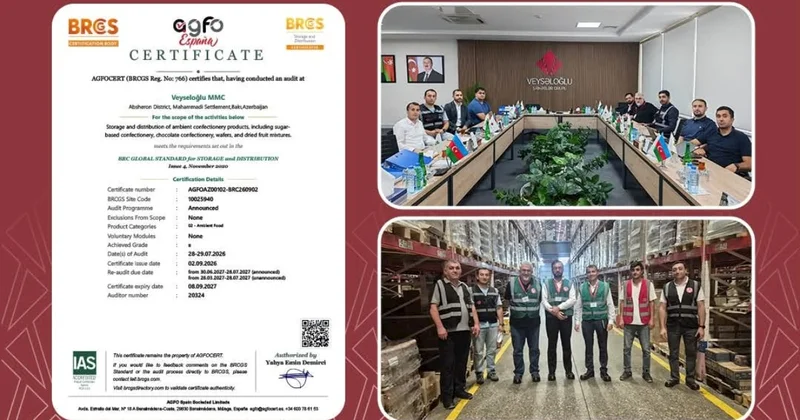 “Veysəloğlu” MMC Azərbaycanda ilk dəfə “BRCGS Storage and Distribution” sertifikatını əldə edib