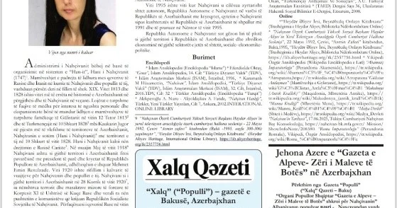 Albaniyanın “Alplar Qəzeti” yenidən Naxçıvandan yazdı