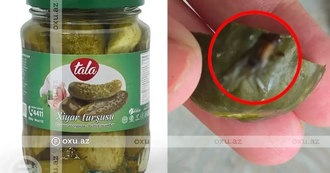 Bakıda supermarketdən turşu aldı: İÇİNDƏN GÖRÜN NƏ ÇIXDI
