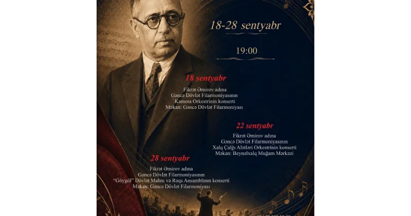 Gəncə Dövlət Filarmoniyası Üzeyir Hacıbəyli XVIII Beynəlxalq Musiqi Festivalında silsilə konsertlərlə çıxış edəcək