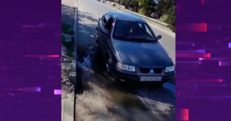Bakının bu ərazisində yağış barmaqlıqlar yoxdur Sürücülərə TƏHLÜKƏ VİDEO