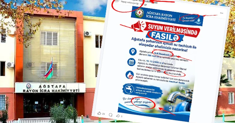 İcra Hakimiyyətinin süni intellektlə hazırladığı elan müzakirələrə səbəb oldu Fotofakt
