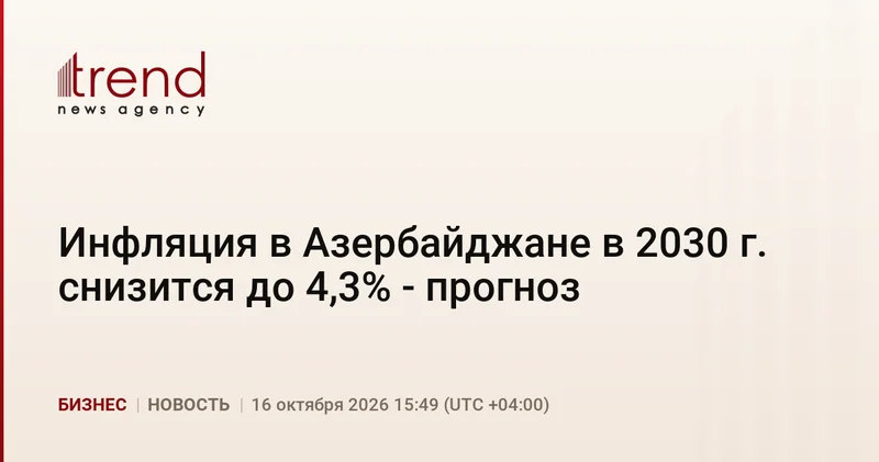 Инфляция в Азербайджане в 2030 г. снизится до 4,3% прогноз