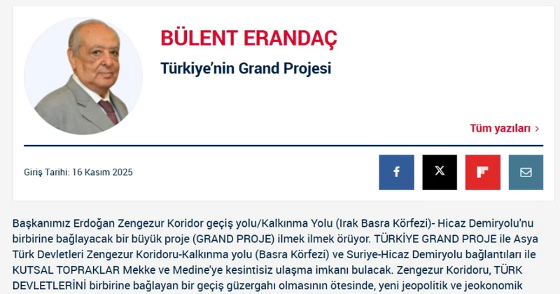 “Yeni Asır” qəzeti: Zəngəzur dəhlizi Türkiyə və region üçün yeni imkanlar yaradacaq
