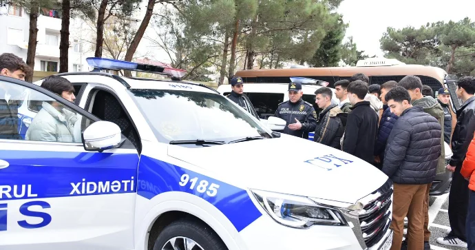 Sumqayıt məktəbliləri polisin xidməti ilə yaxından tanış olublar FOTO VİDEO