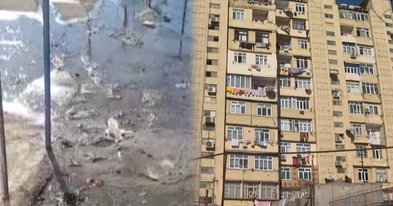 Bu binaya fasilələrlə verilən su küçəyə axır... Video