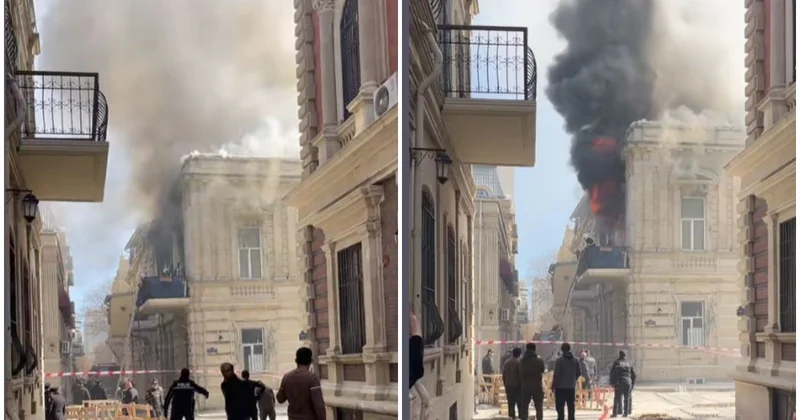В центре Баку горит квартира ВИДЕО