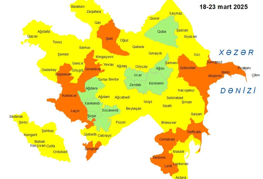 Küləkli hava şəraiti ilə bağlı sarı və narıncı xəbərdarlıq verilib