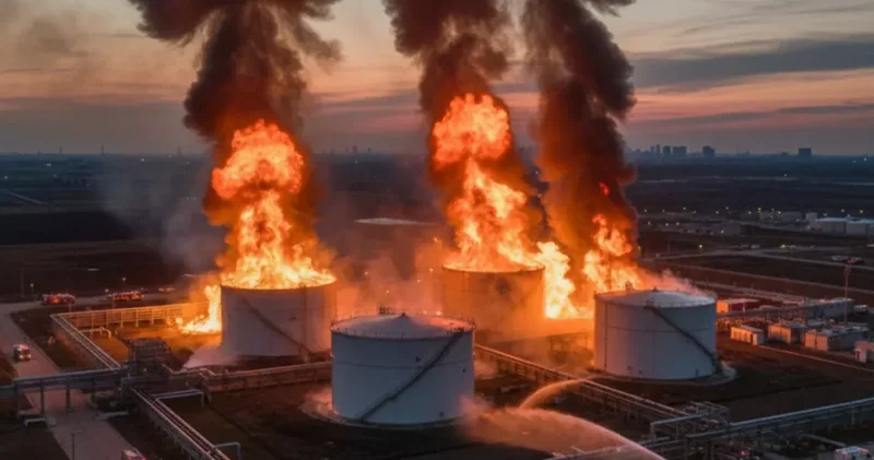 Пожар в Фуджейре после атаки дрона на нефтехранилище