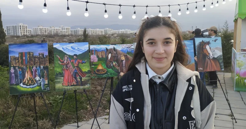 Ağdamda yeniyetmə rəssamın əl işləri sərgiləndi FOTO