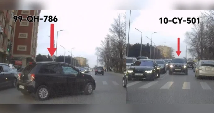Qaydaları saymayan sürücülər: Biri qırmızıda keçdi, o biri əks yola çıxdı VİDEO