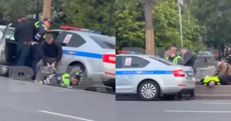 4 yol polisi zabitini küçədə yerə yıxıb qandalladılar HADİSƏ ANI