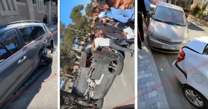 Bakıda 4 maşının iştirakı ilə yol qəzası: 2 nəfər xəsarət alıb VİDEO
